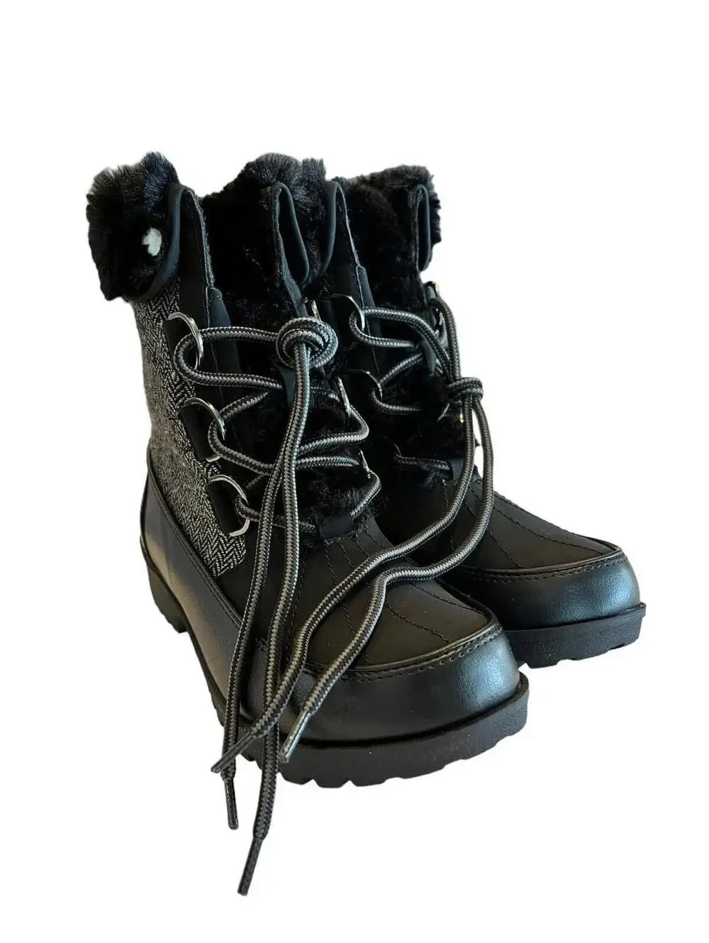 Winter Boots Herringbone Womens boots size 6 Lace up Ankle Boots Black JBU